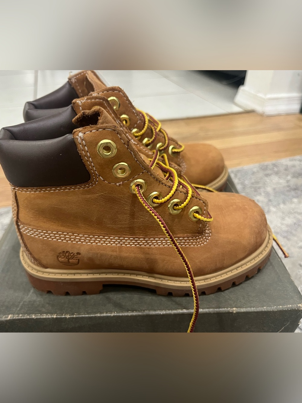 Timberland Kids Wheat Brown Leather Lace-Up Boots